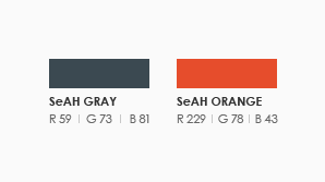 seah gray:R59,G73,B81 / seah orange:R229,G78,B43